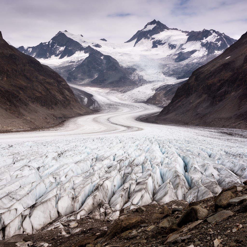 AI-generated illustration of Fiescher Glacier
