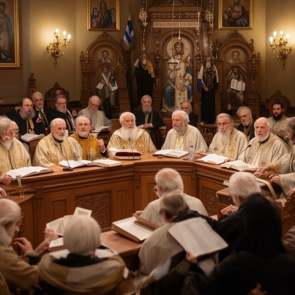 AI-generated illustration of Holy Synod of the Church of Greece