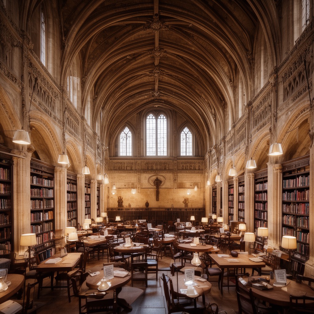 AI-generated illustration of Gonville and Caius College Library