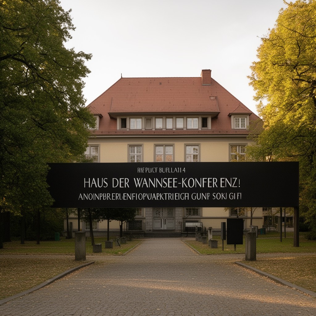 AI-generated illustration of Haus der Wannsee-Konferenz memorial and educational site