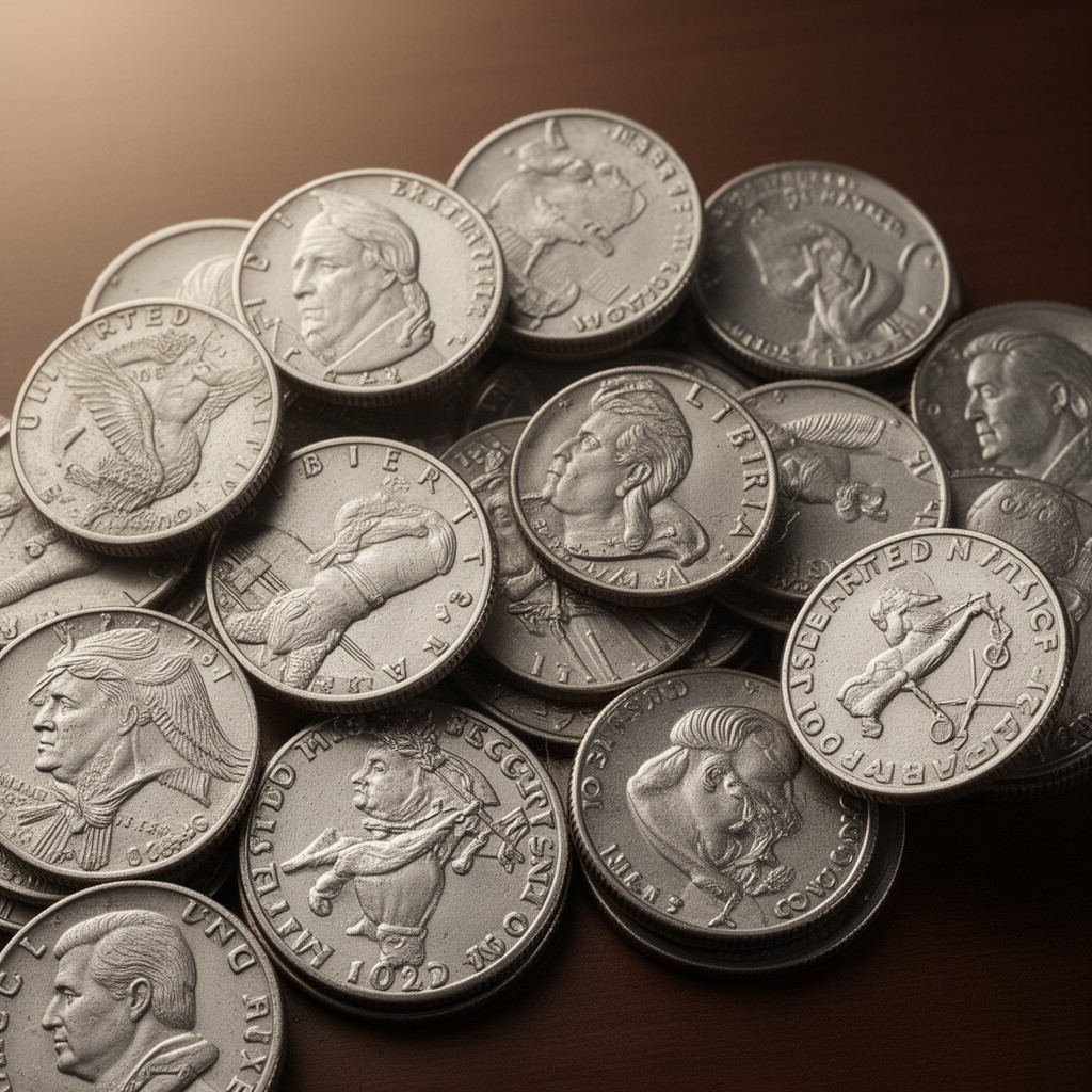 AI-generated illustration of United States half dollar coins
