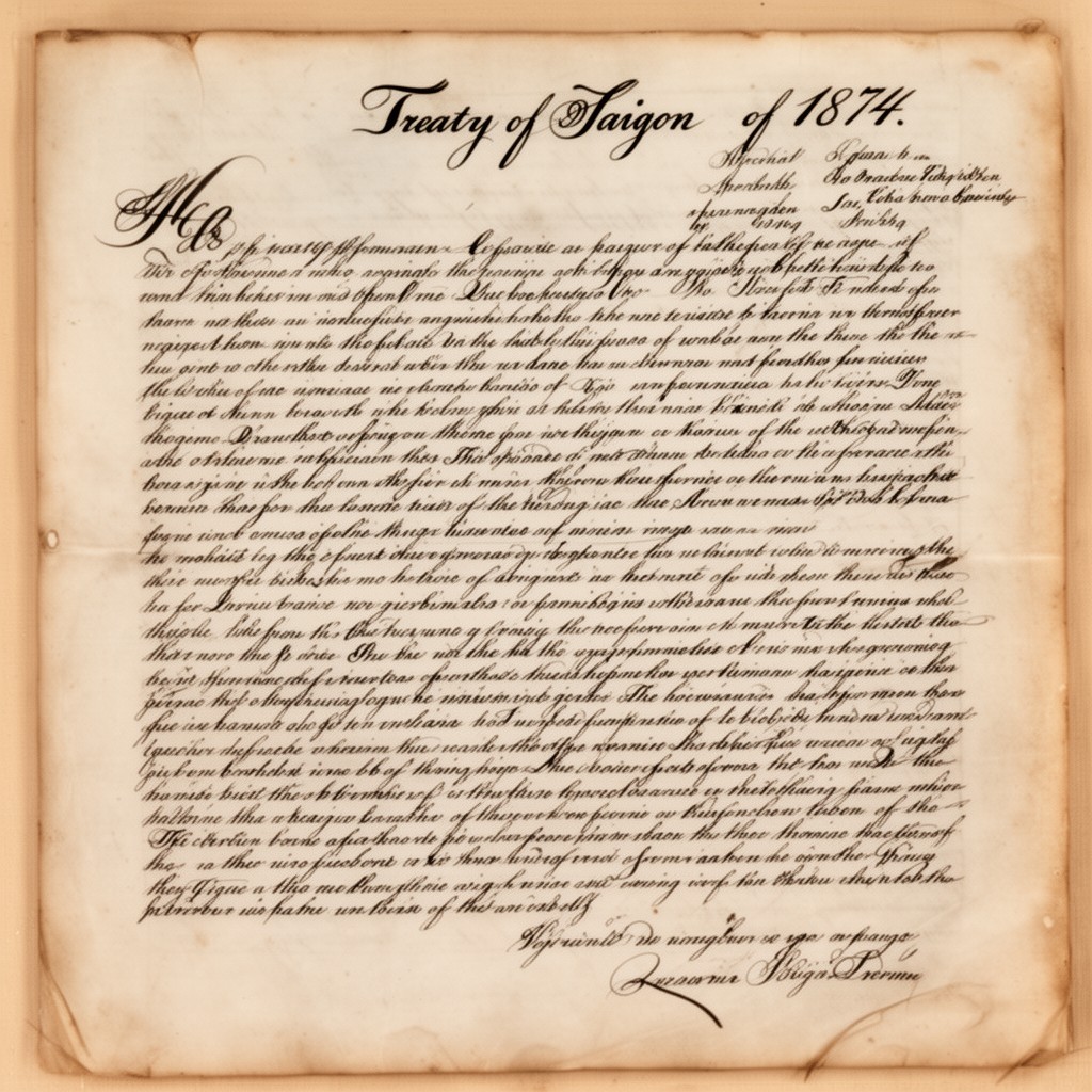 AI-generated illustration of Treaty of Saigon (1874)
