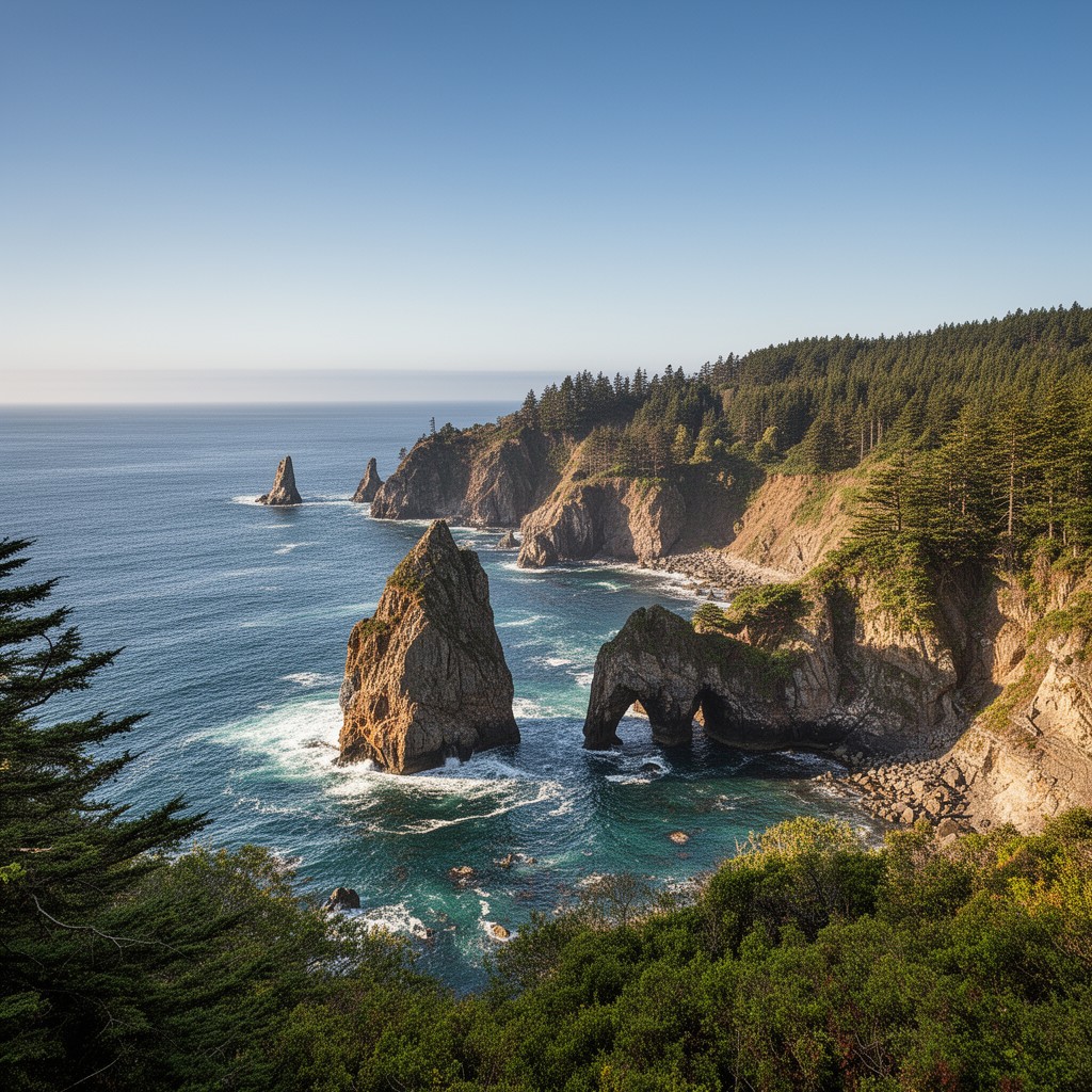 AI-generated illustration of Samuel H. Boardman State Scenic Corridor