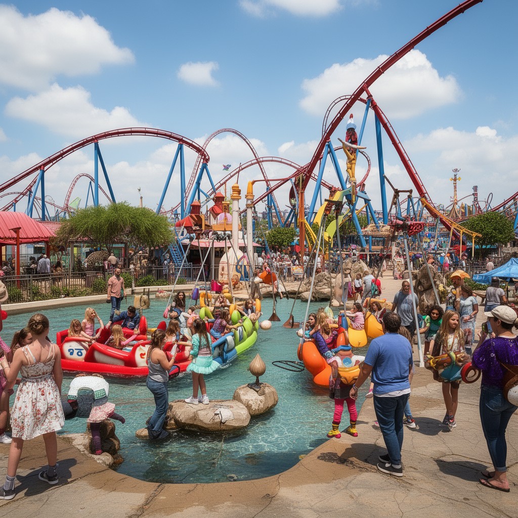 AI-generated illustration of Six Flags Fiesta Texas
