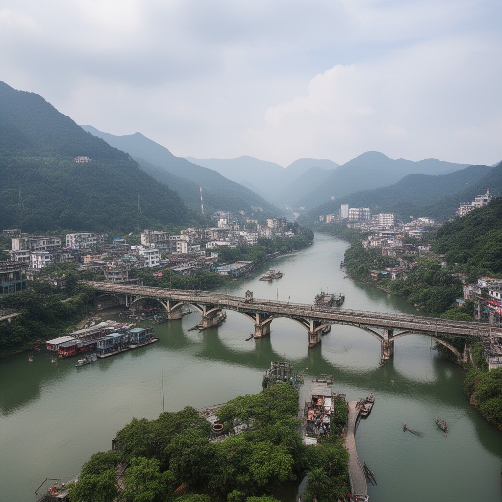 AI-generated illustration of Min River (Fujian)
