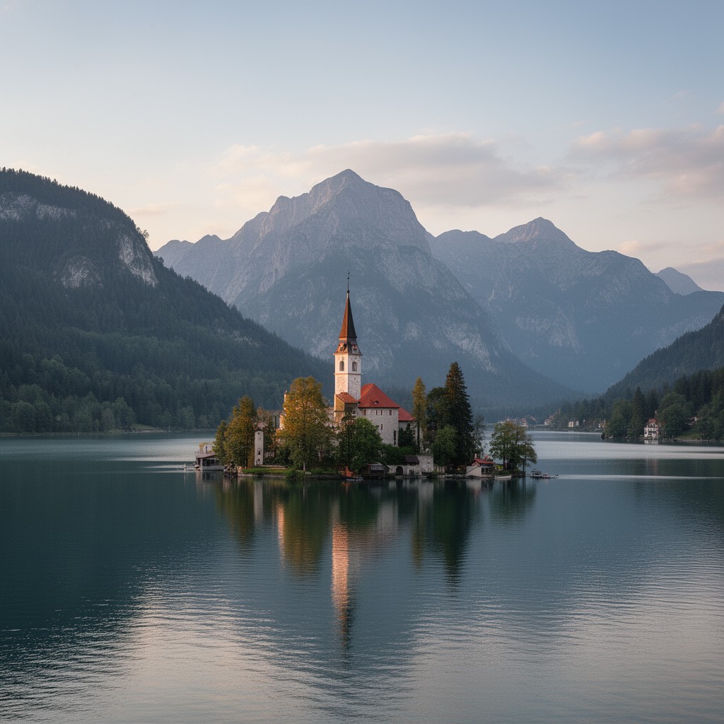 AI-generated illustration of Lake Bled