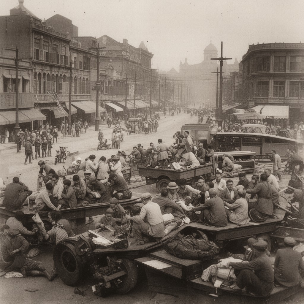 AI-generated illustration of Chinese Nationalist reoccupation of Shanghai