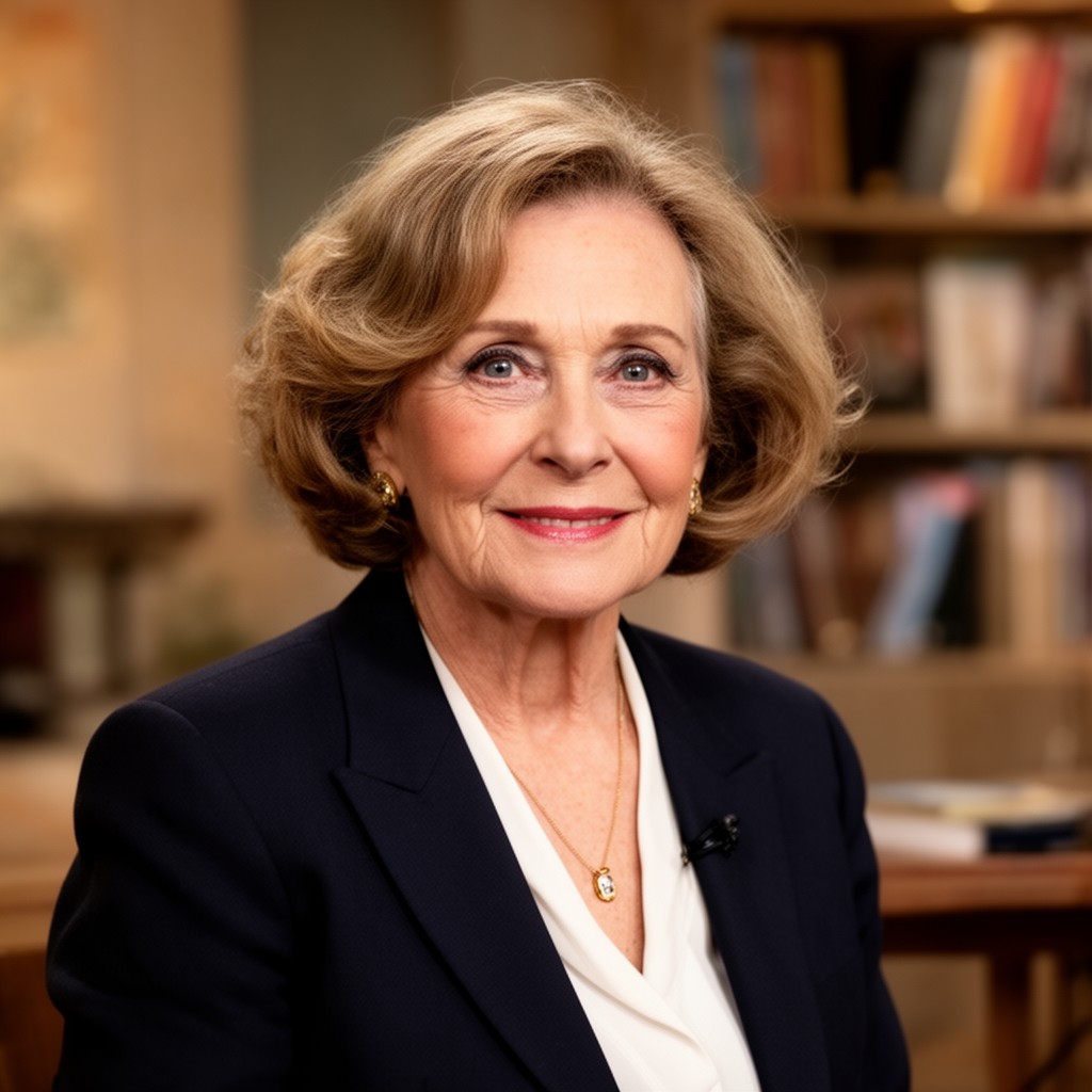 AI-generated illustration of Joan Bakewell