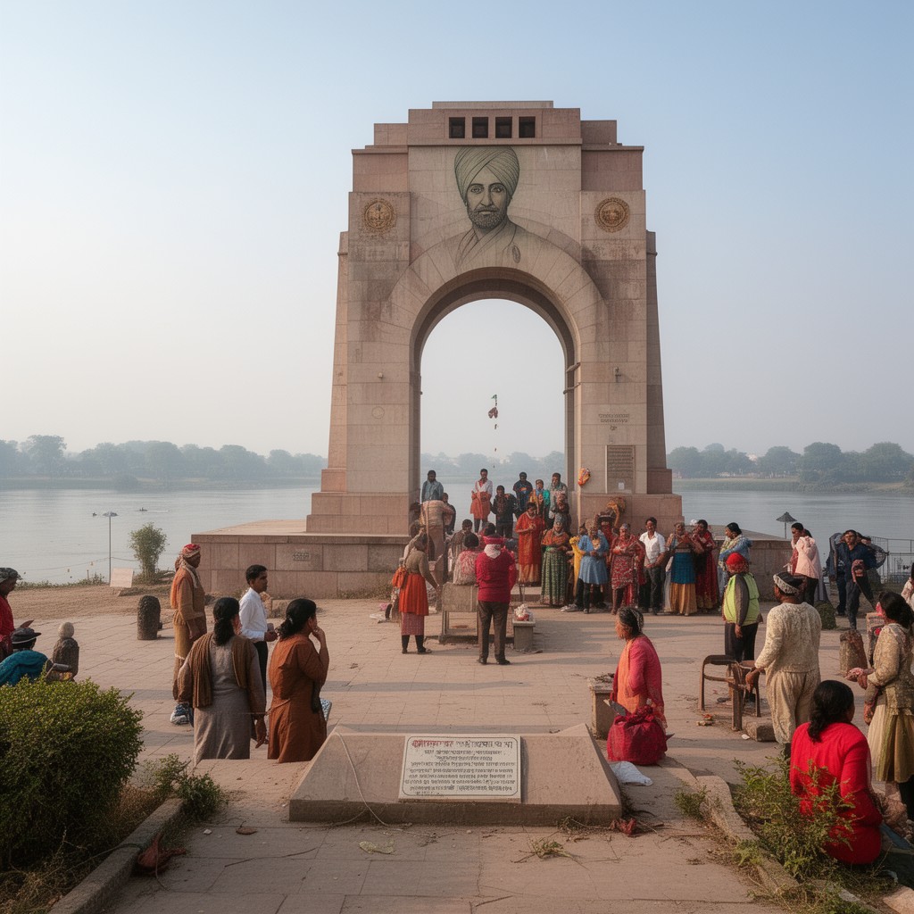 AI-generated illustration of Bhagat Singh Memorial, Hussainiwala