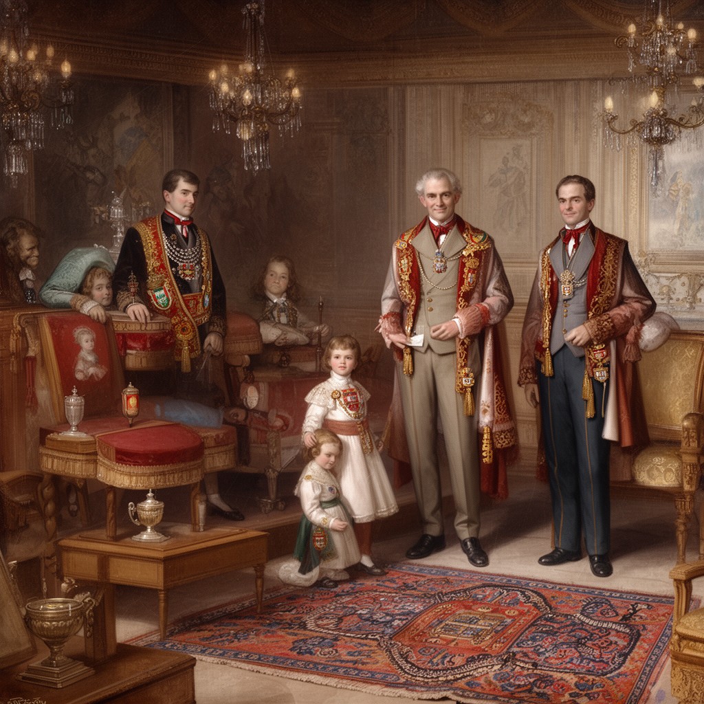 AI-generated illustration of Portuguese royal family