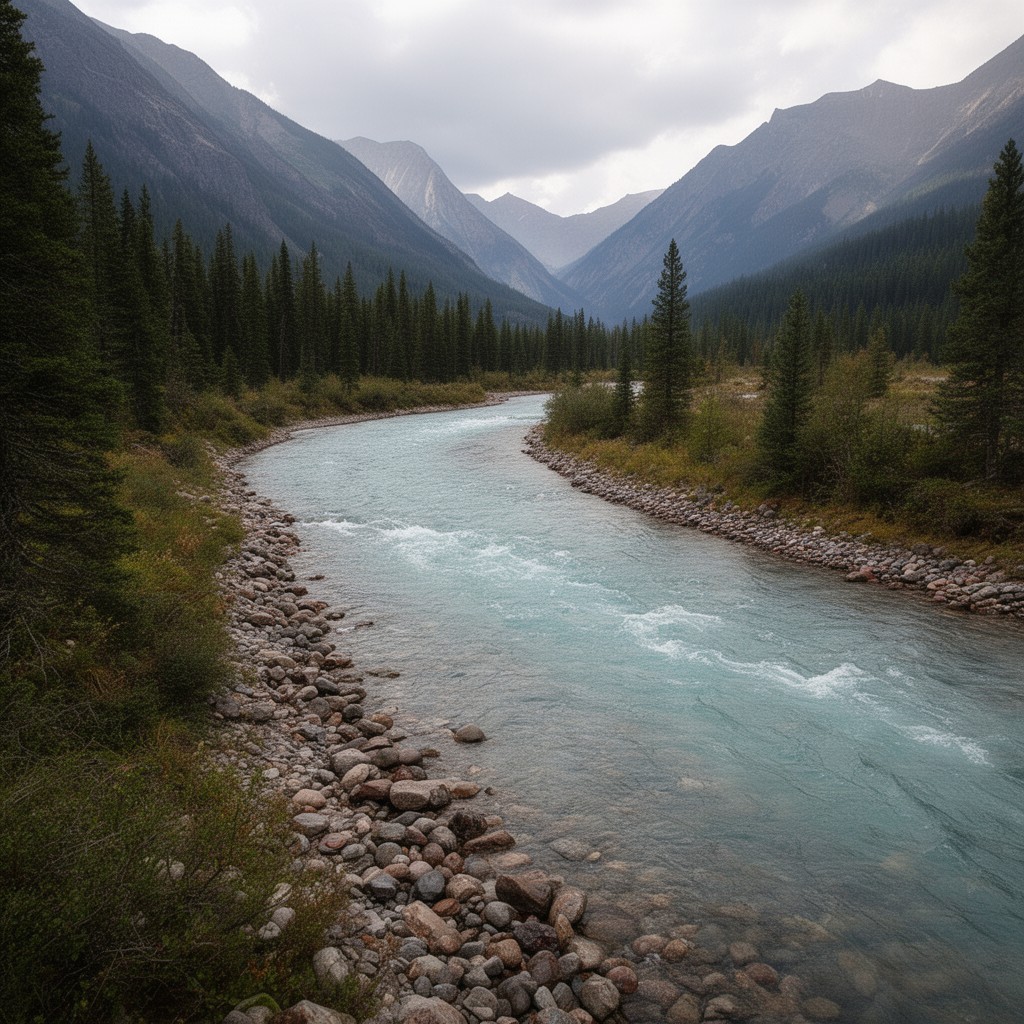 AI-generated illustration of Kootenay River