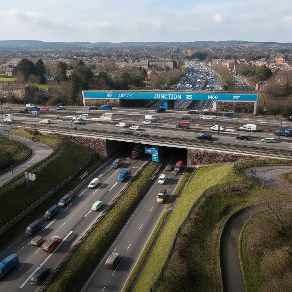 AI-generated illustration of Junction 25 of M60 motorway