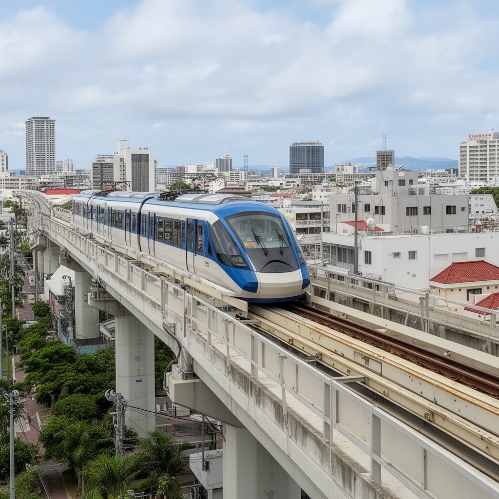 AI-generated illustration of Okinawa Urban Monorail