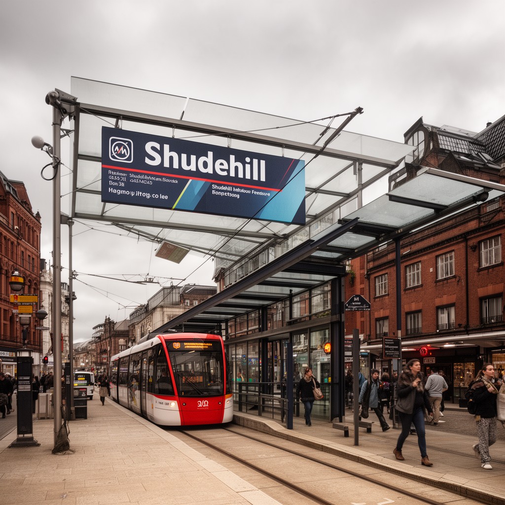 AI-generated illustration of Shudehill tram stop