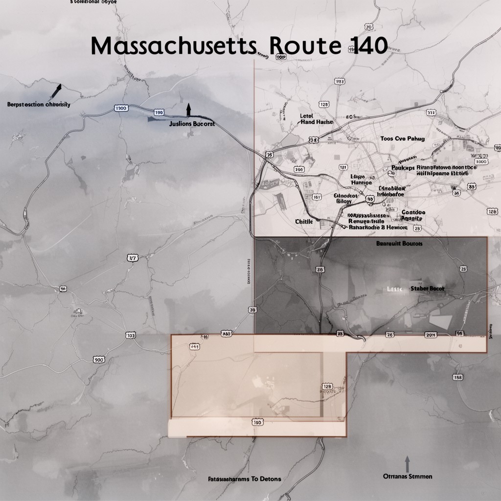 AI-generated illustration of Massachusetts Route 140