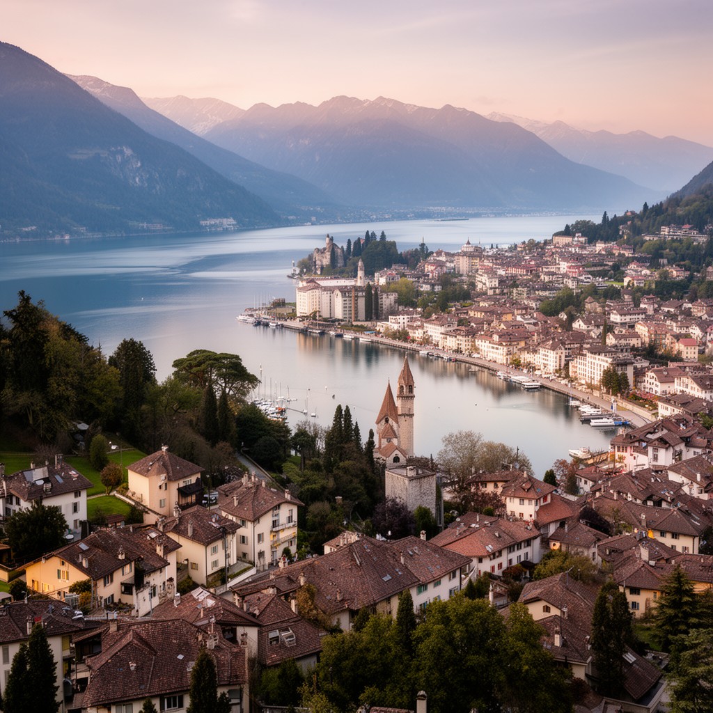 AI-generated illustration of La Tour-de-Peilz, Vaud, Switzerland