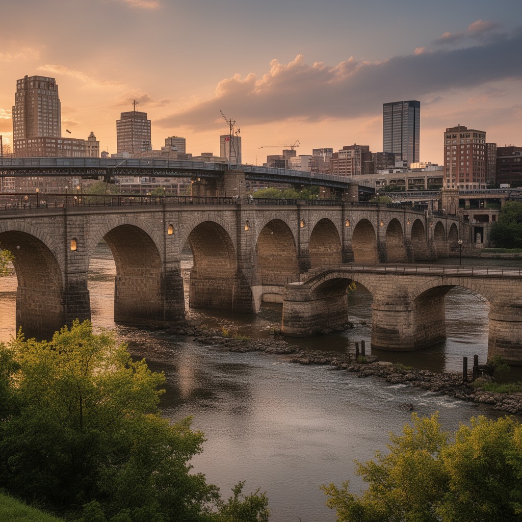 AI-generated illustration of Stone Arch Bridge