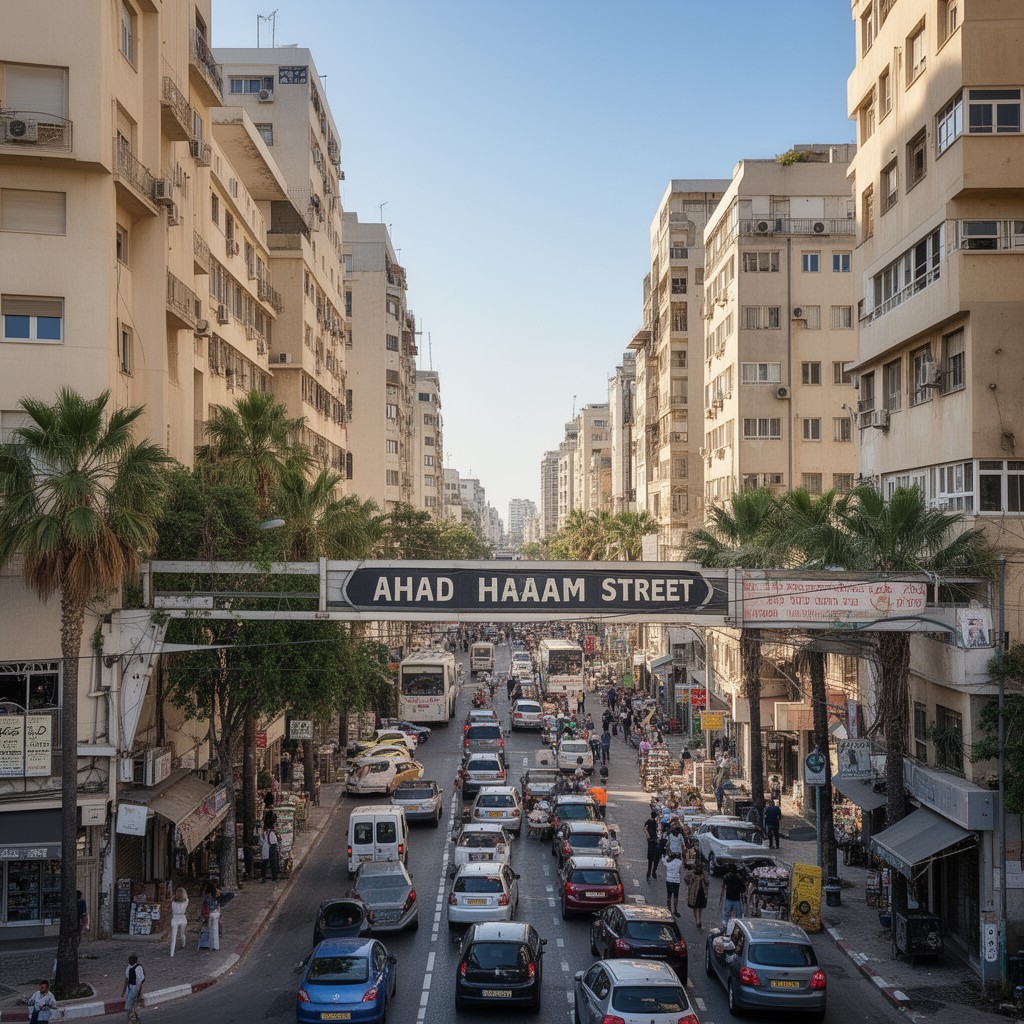 AI-generated illustration of Ahad Ha'am Street in Tel Aviv