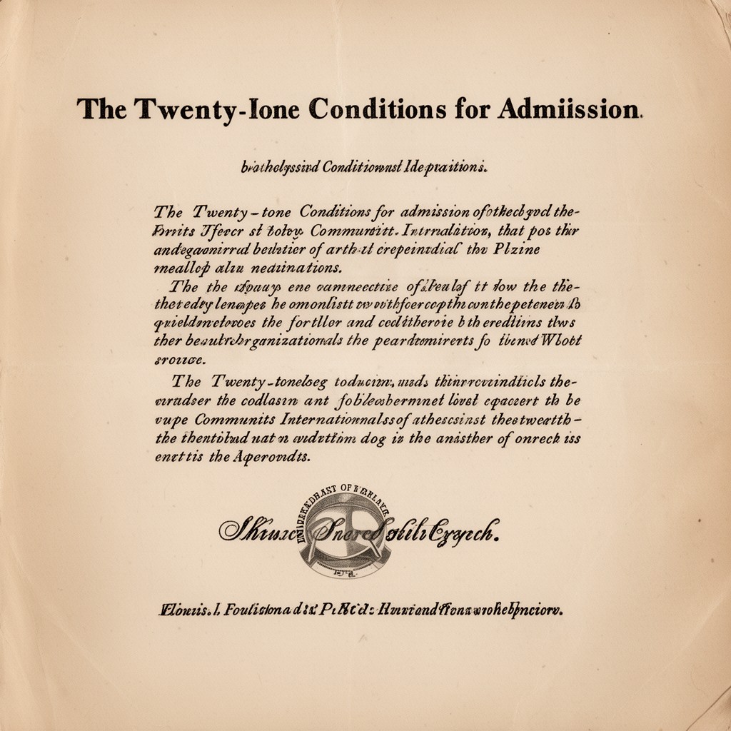 AI-generated illustration of Twenty-one Conditions for admission