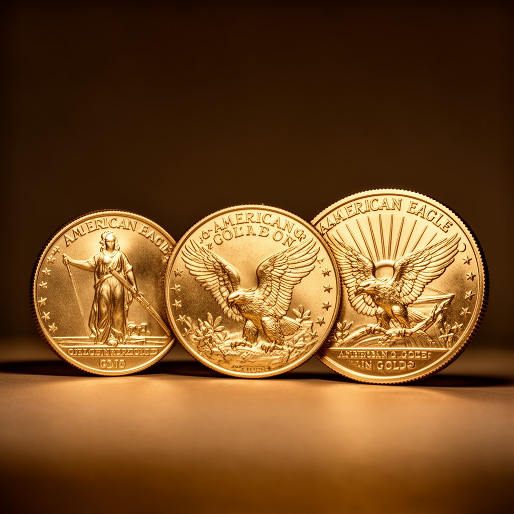 AI-generated illustration of American Eagle gold bullion coins