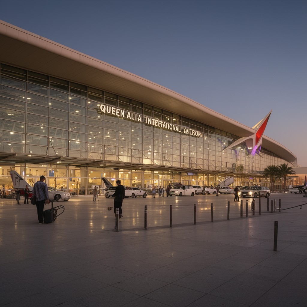 AI-generated illustration of Queen Alia International Airport