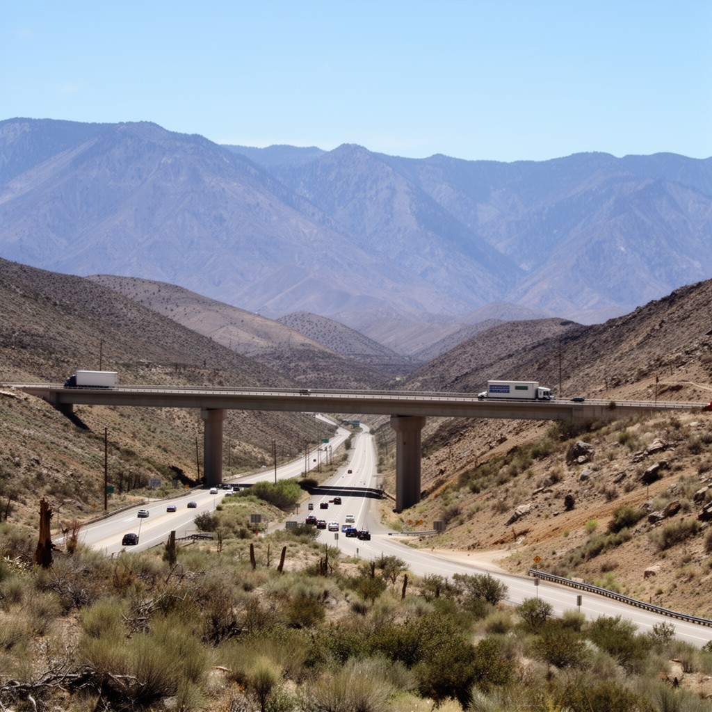AI-generated illustration of California State Route 178 over Walker Pass