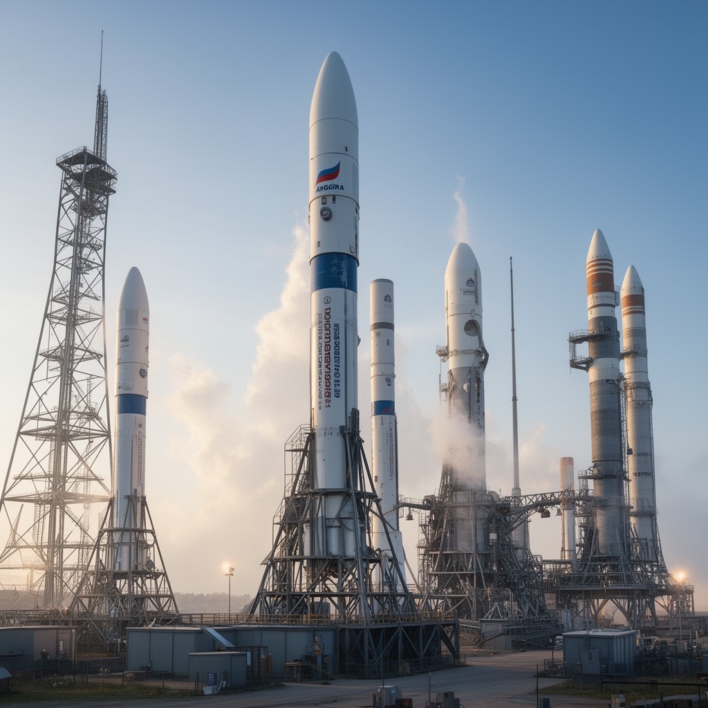 AI-generated illustration of Angara rocket family