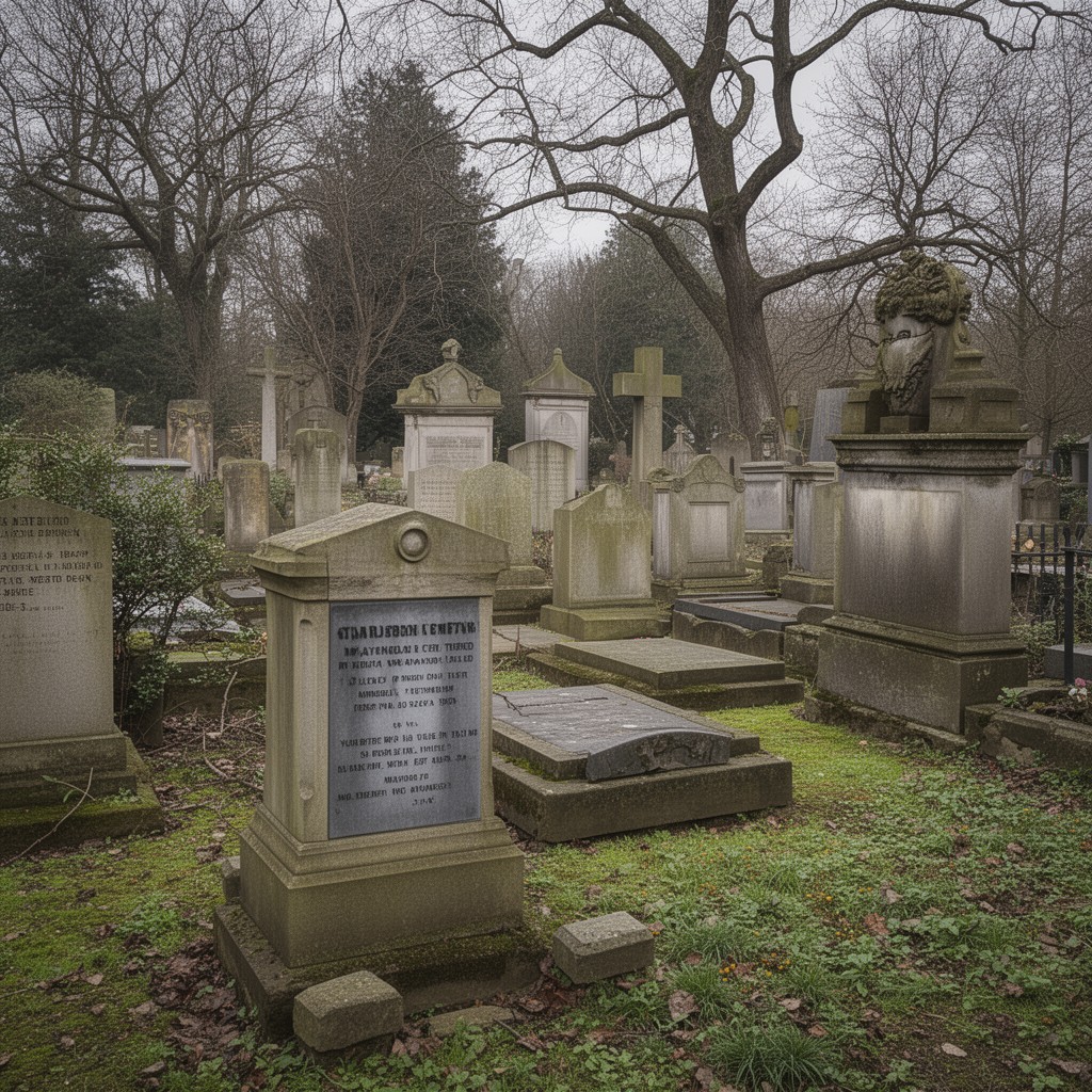 AI-generated illustration of St Marylebone Cemetery