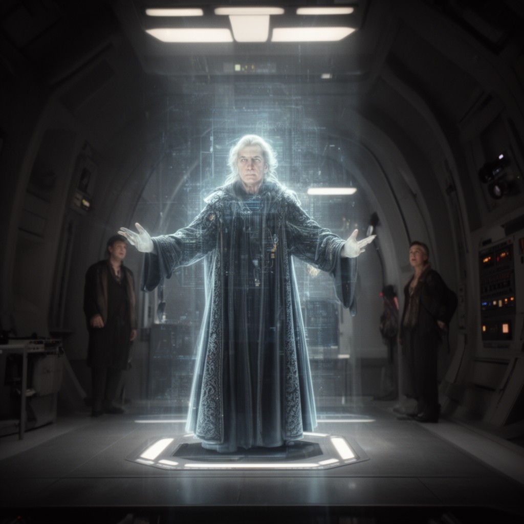 AI-generated illustration of The Empire Strikes Back (special edition appearance as Emperor hologram, later versions)