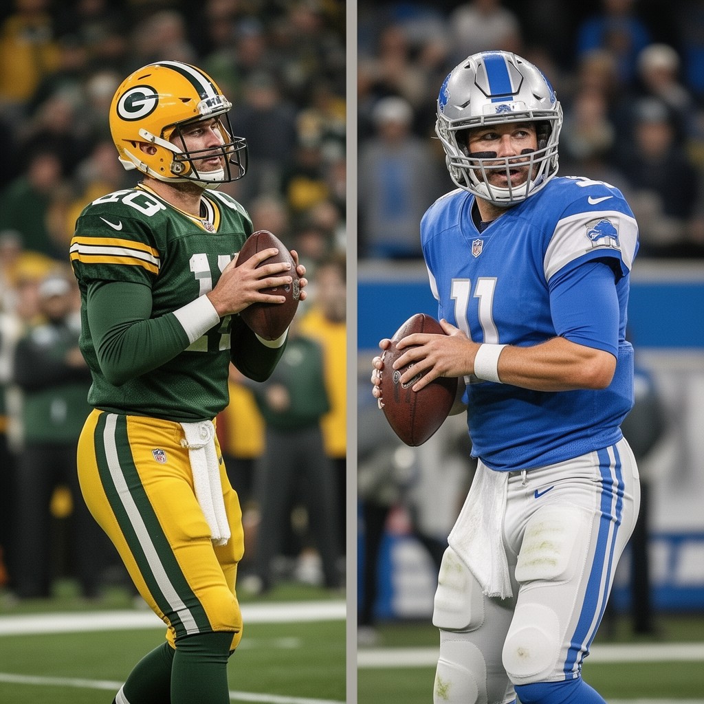 AI-generated illustration of Green Bay Packers–Detroit Lions rivalry