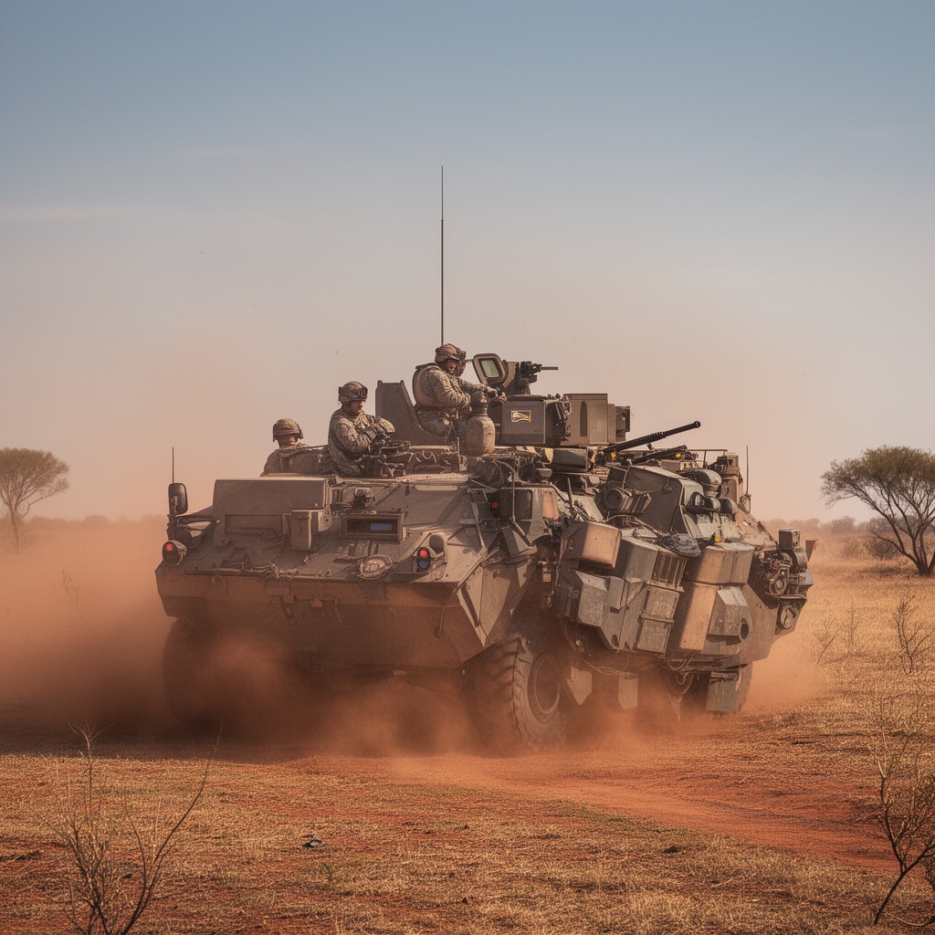 AI-generated illustration of Bushmaster Protected Mobility Vehicle