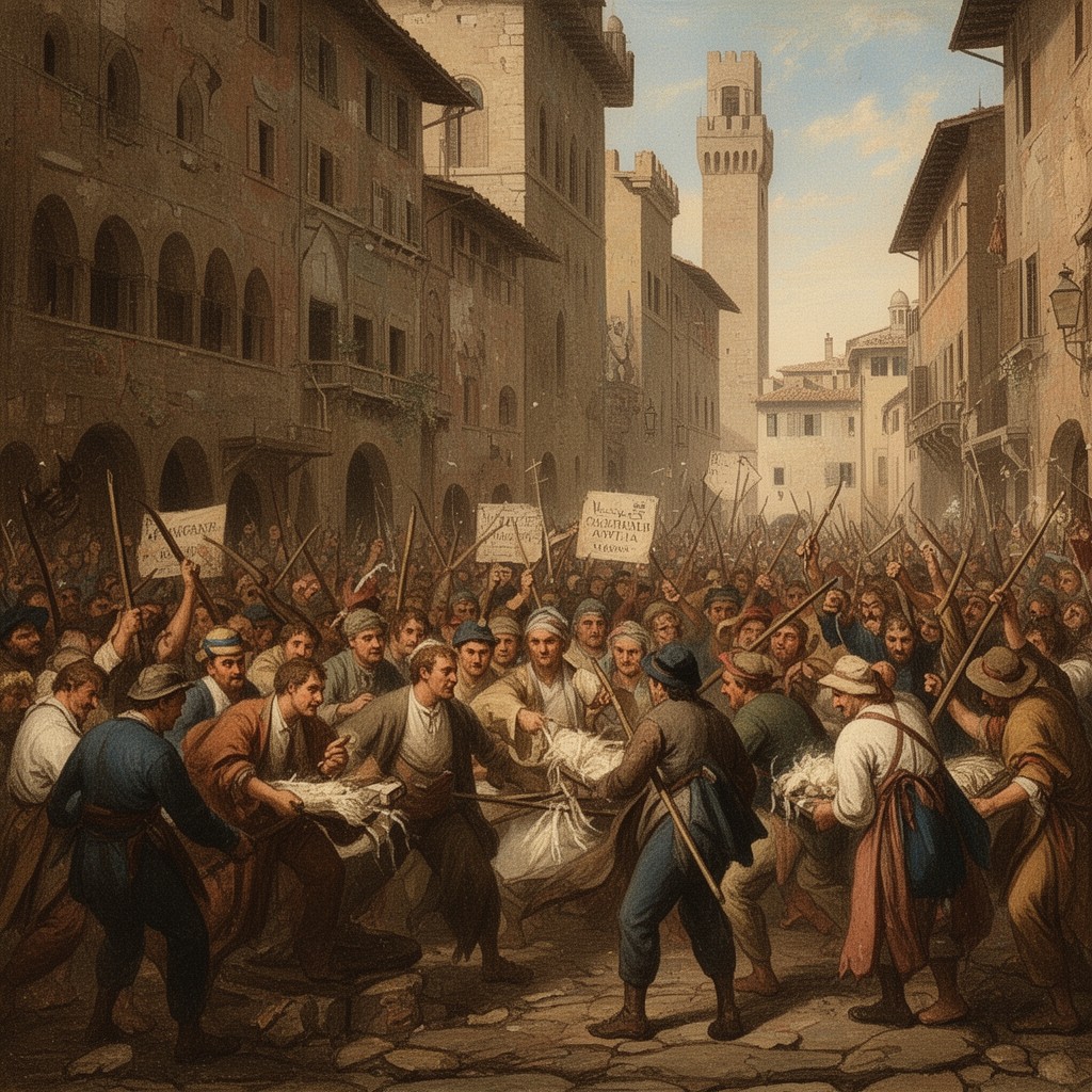 AI-generated illustration of Ciompi Revolt