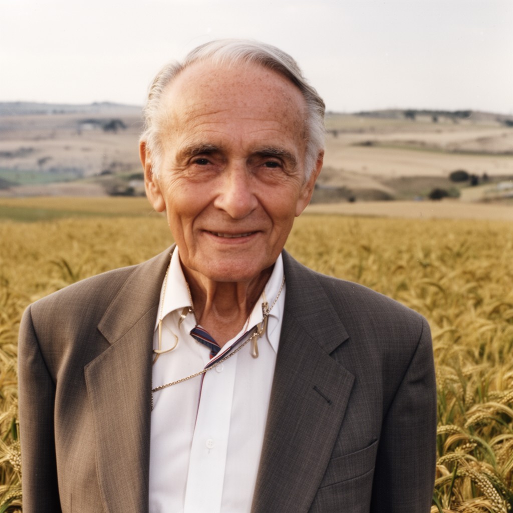 AI-generated illustration of Norman Borlaug