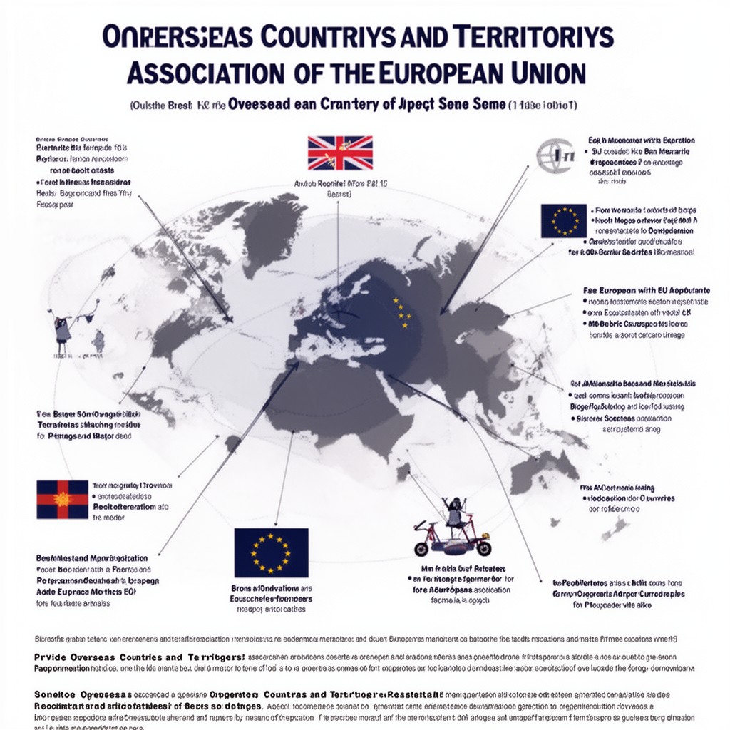 AI-generated illustration of Overseas Countries and Territories Association of the European Union (pre-Brexit via UK)