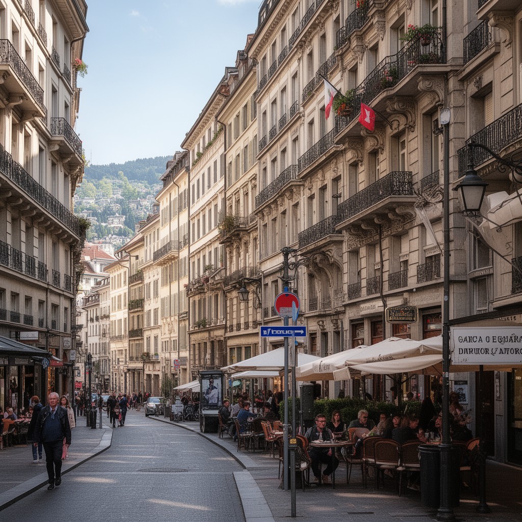 AI-generated illustration of Rue du Général-Dufour in Geneva