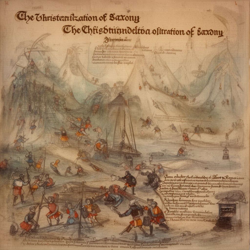 AI-generated illustration of Christianization of Saxony