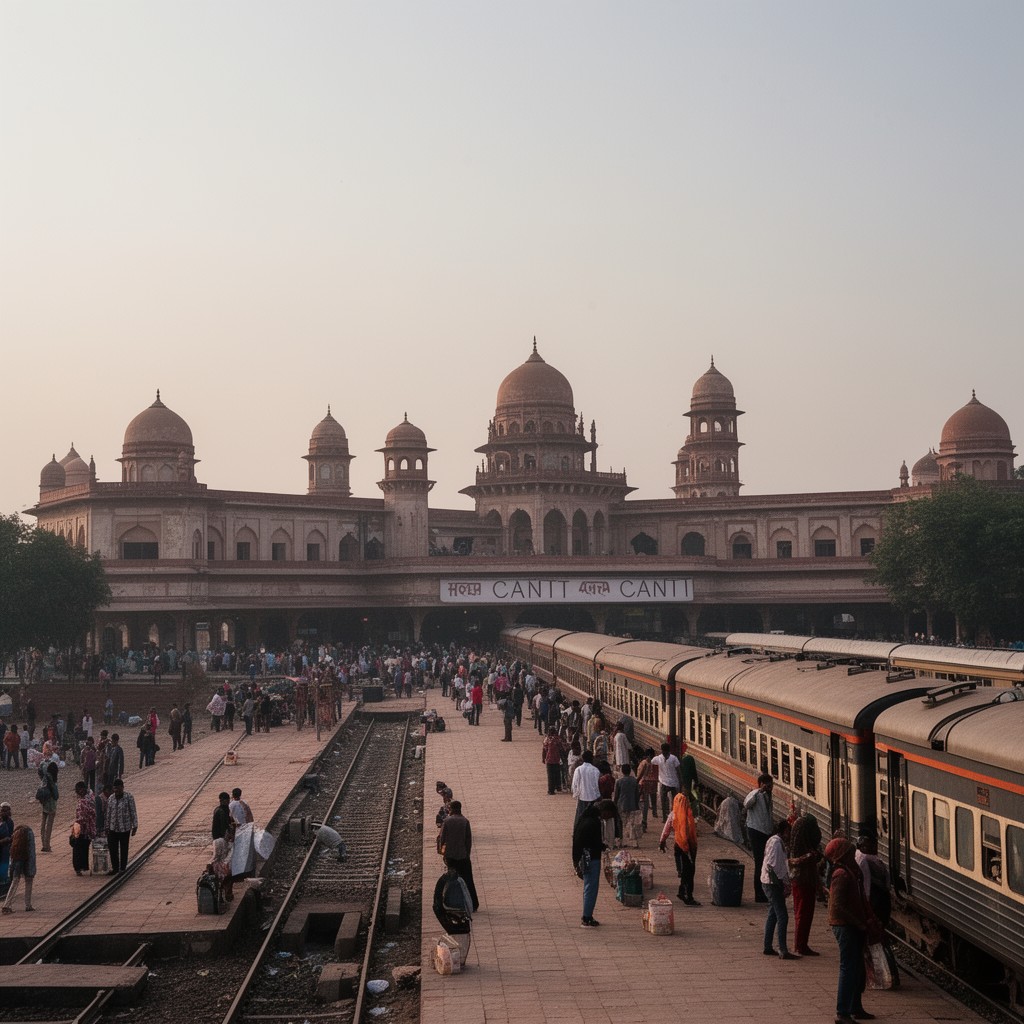 AI-generated illustration of Agra Cantt railway station