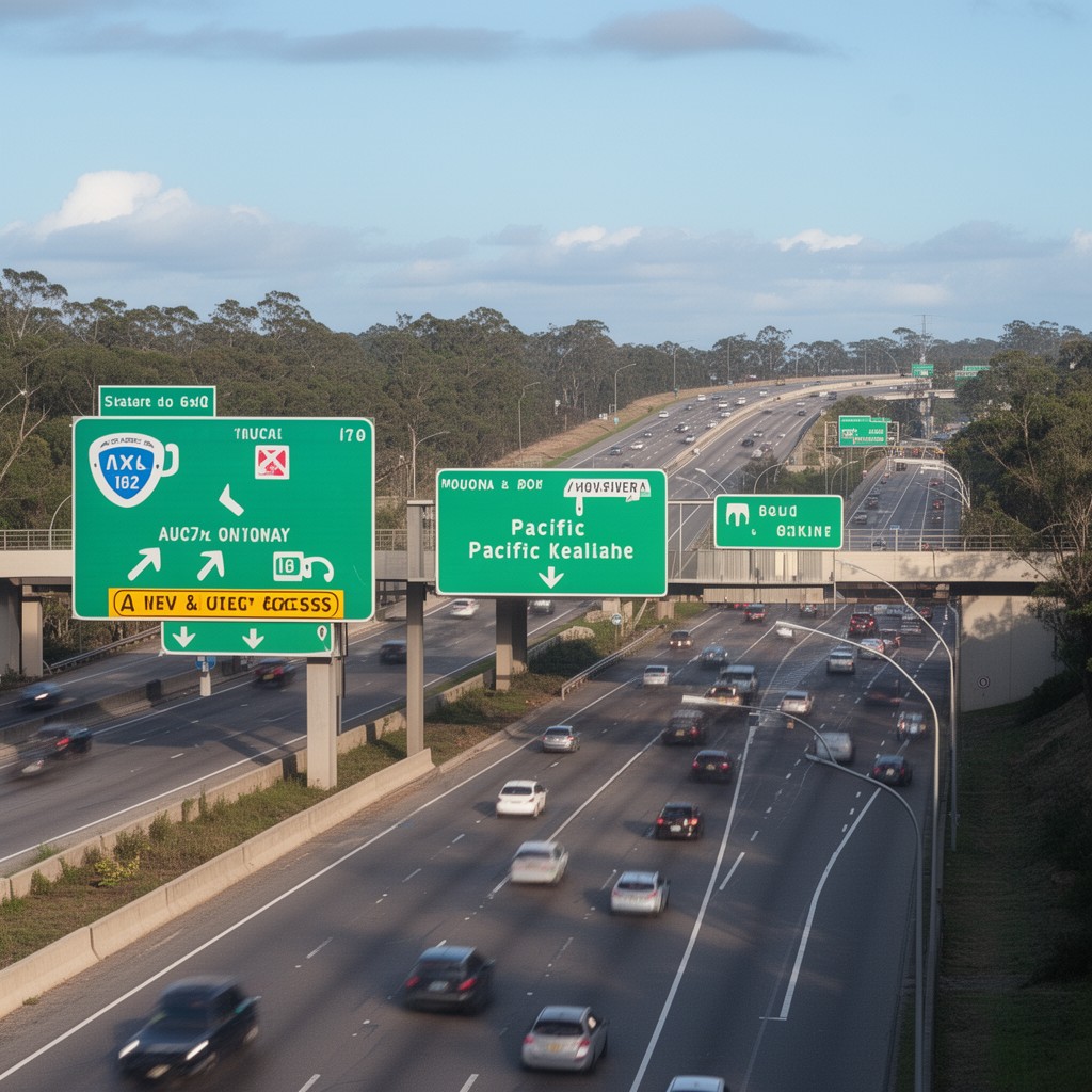 AI-generated illustration of Pacific Motorway (nearby access)