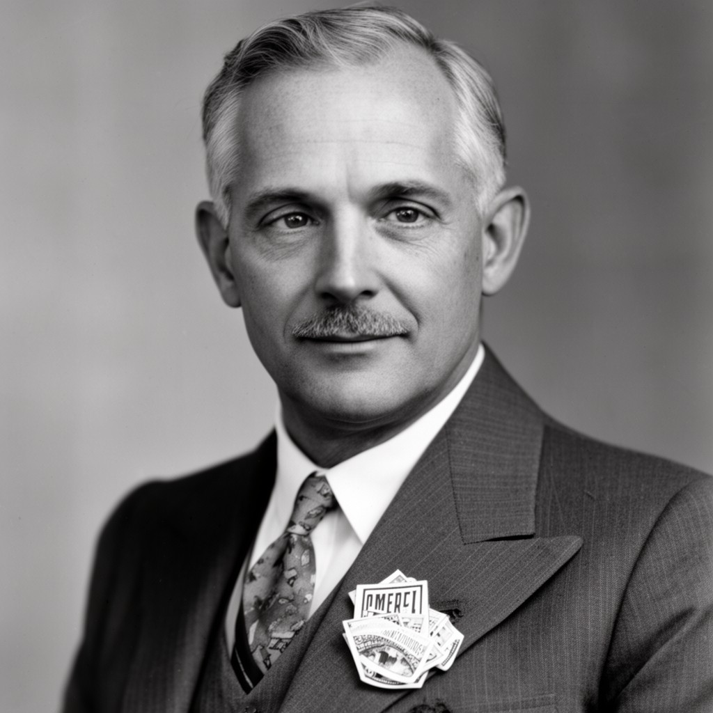 AI-generated illustration of James M. Cox