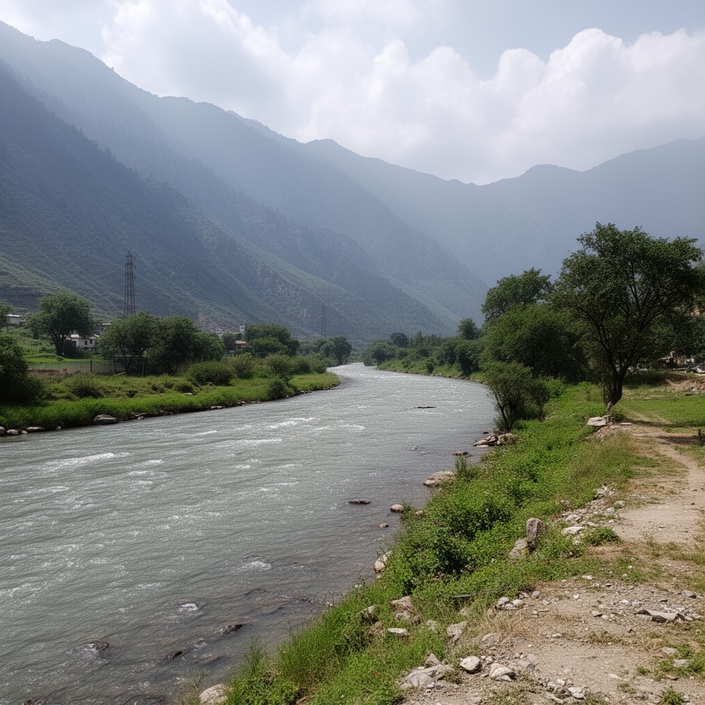 AI-generated illustration of Ujh River