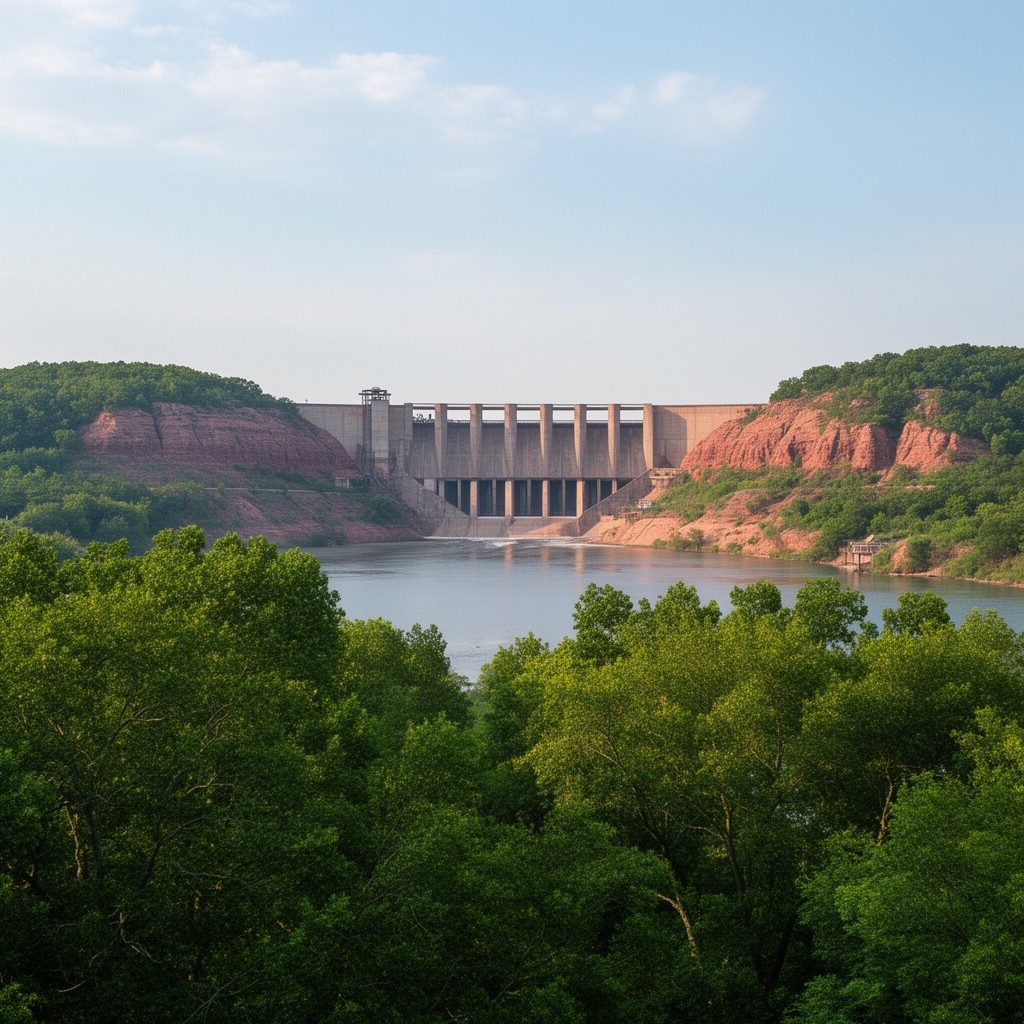 AI-generated illustration of Red Rock Dam
