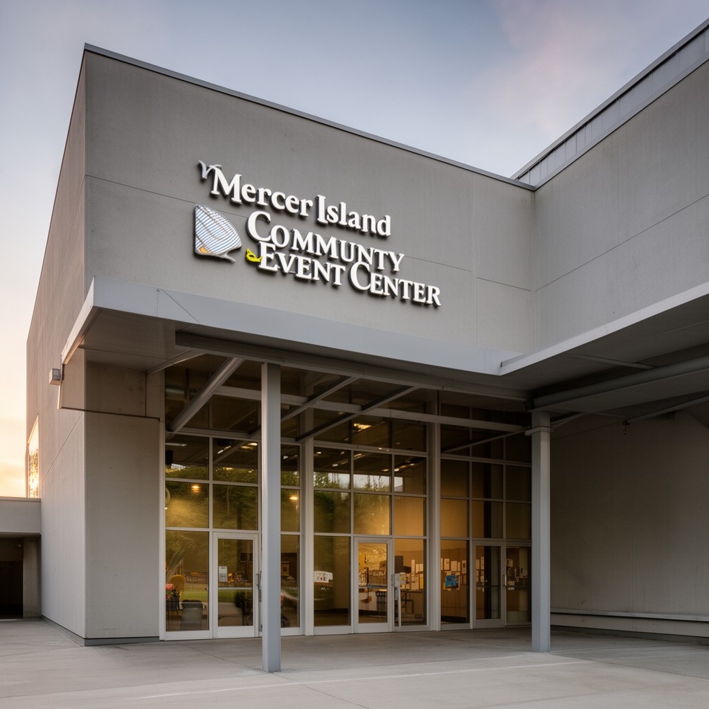 AI-generated illustration of Mercer Island Community and Event Center