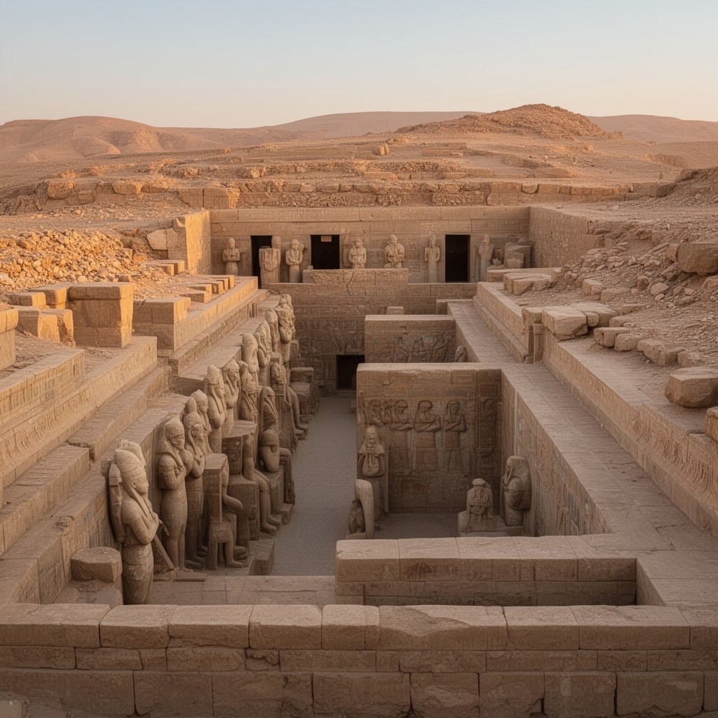 AI-generated illustration of West Bank necropolis
