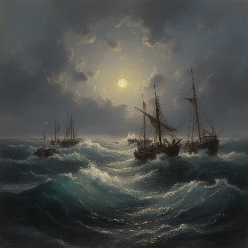 AI-generated illustration of Fishermen at Sea
