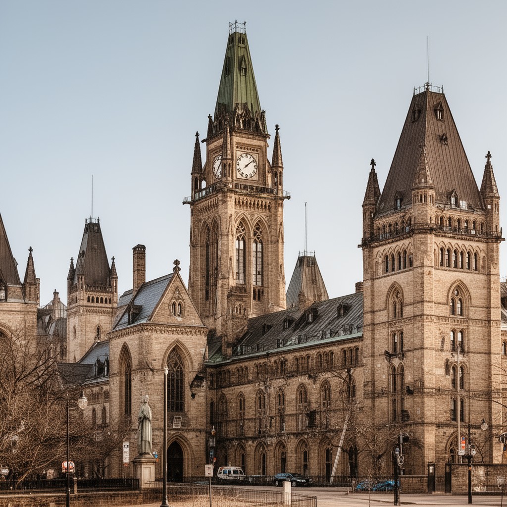 AI-generated illustration of Centre Block (historical)