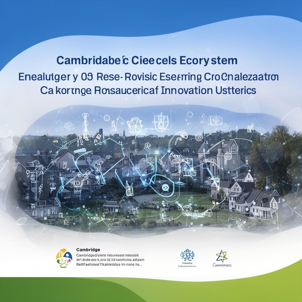 AI-generated illustration of Cambridge life sciences ecosystem