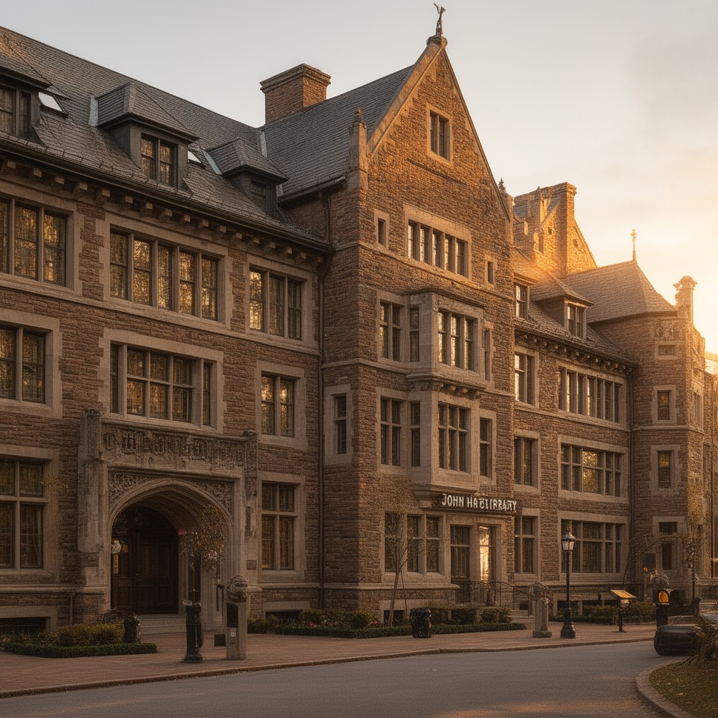 AI-generated illustration of John Hay Library (Hay / Nichols houses in Providence)