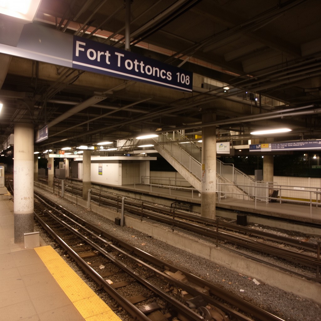 AI-generated illustration of Fort Totten station