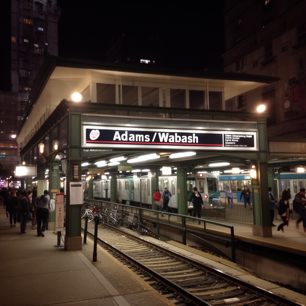 AI-generated illustration of Adams/Wabash station