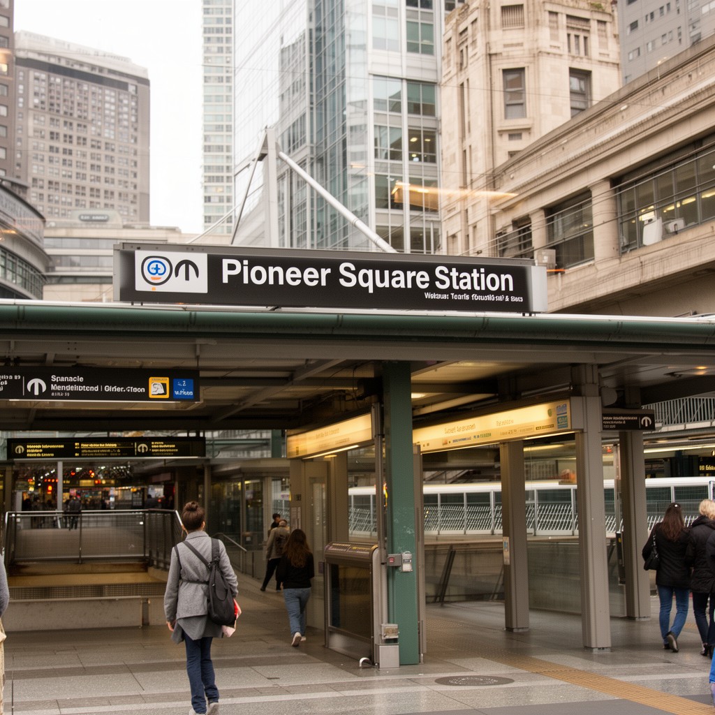 AI-generated illustration of Pioneer Square Station